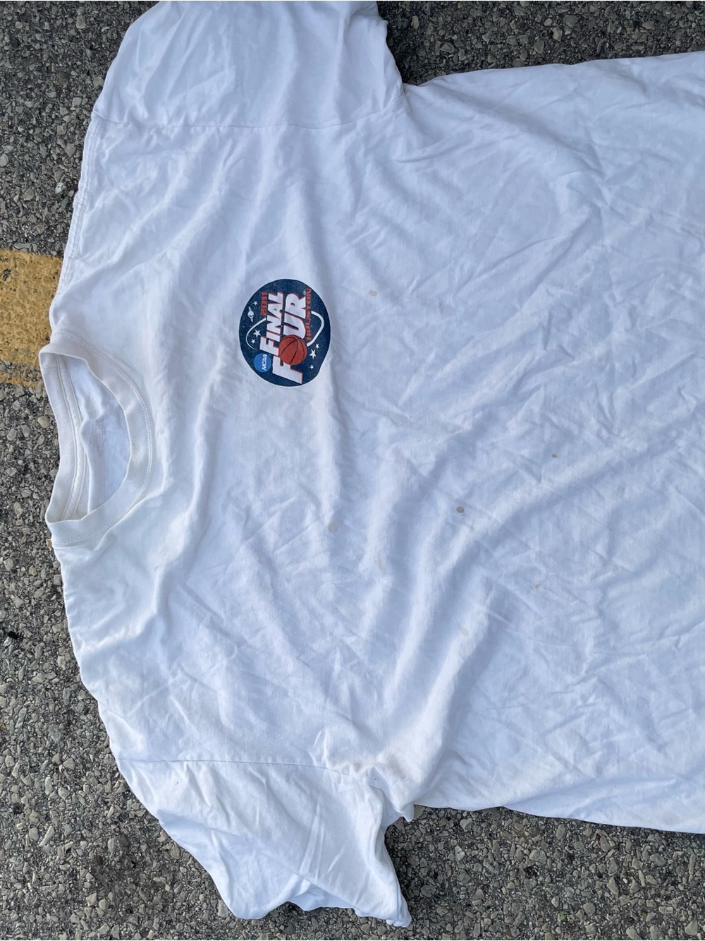 Vintage final four White Men's Graphic T-Shirt with Small Chest Logo b26